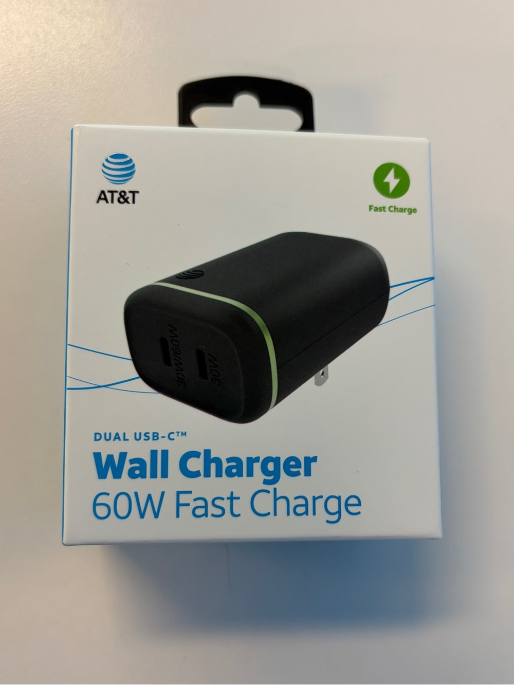 AT&T Dual USB-C 60W Fast Charge Wall Charger NEW IN BOX